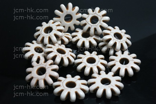 28x8mm White Magnesite Sunflower Beads 15.5" 14pcs. [t404w]