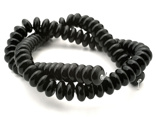 12mm Black Magnesite Rondelle Beads 15.5" [t405k]