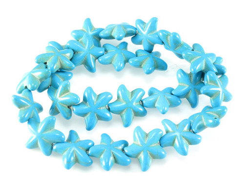 22x8mm Blue Magnesite Star Flower Beads 15.5" [t417b]