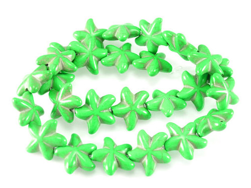 22x8mm Green Magnesite Star Flower Beads 15.5" [t417g]