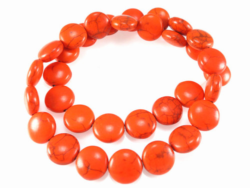 16mm Orange Magnesite Coin Beads 15.5" [t443h]