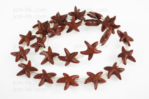 15mm coffee Magnesite Star Fish Beads 15.5" [t451c]