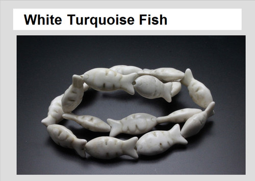 12x25mm White Magnesite Fish Beads 15.5" [t461w]