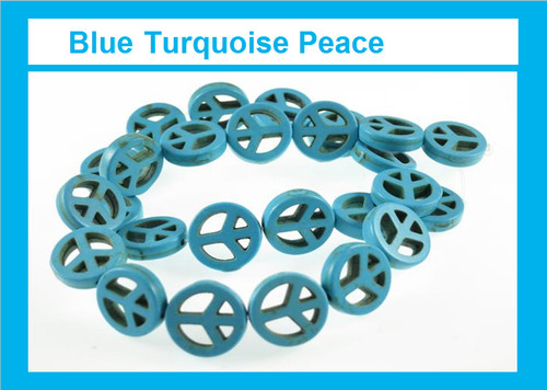 10mm Blue Magnesite Peace Beads 15.5" [t463b]