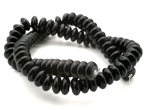 8mm Black Magnesite Rondelle Beads 15.5" [t533k]