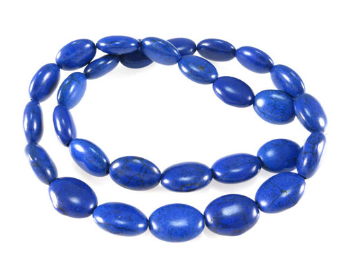 8x10Mm Lapis Magnesite Puff Oval Beads 15.5" [t549l]