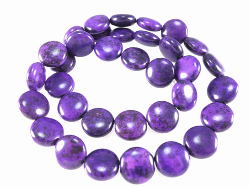 10mm Purple Magnesite Puff coin Beads 15.5" [t550p]