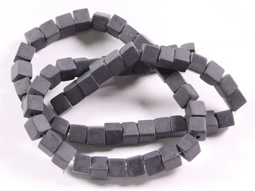 4x4mm Matte Black Onyx Obsidian Cube Beads 15.5" [u71m]