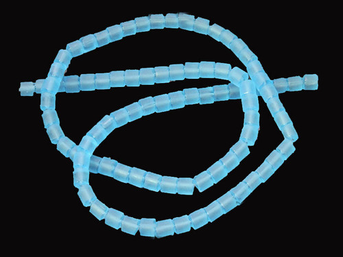 4x4mm Matte Aquamarine Tube Beads 15.5" synthetic [u77a34m]