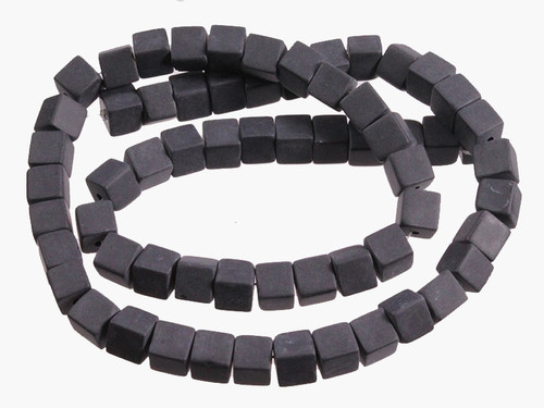 6x6mm Matte Black Onyx Cube Beads 15.5" [u79m]