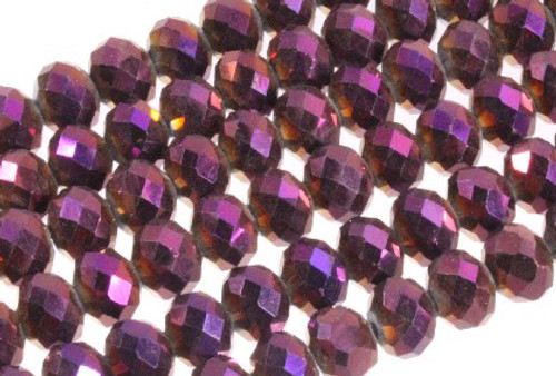 6x4mm Metallic Purple Glass Faceted Rondelle About 100 Bead 17" [uc2b22]