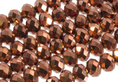 8x6mm Metallic Gold Glass Faceted Rondelle About 72 Bead 15.5" [uc3b18]