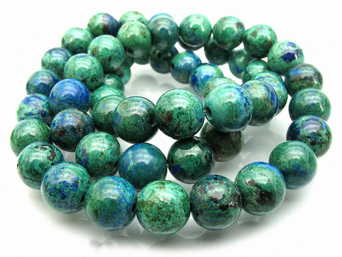 12mm Azurite Chrysocolla Round Beads 15.5" dyed [12d41]