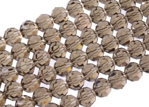 4mm Smoky Glass Faceted Round About 100 Bead 15" [uc6a24]