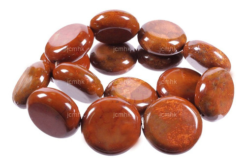 30mm Petrified Wood Agate Coin Beads 15.5" natural [w306]