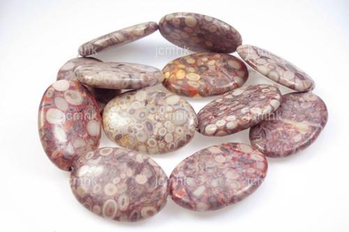 25x35mm Fossil Jasper Oval Beads 15.5" natural [w442]