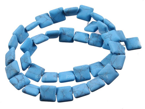 12mm Matte Blue Howlite Square Beads 15.5" synthetic [wa127m]