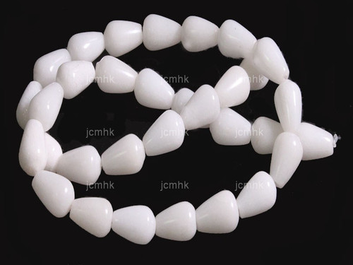 8x12mm White Jade Teardrop Beads 15.5" natural [wa133]