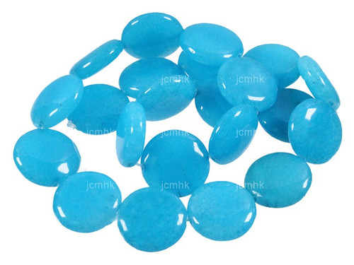 18mm Turquoise Jade Coin Beads 7" dyed [wa242]