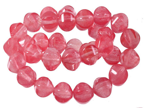 14mm Cherry Quartz Rope Beads 15.5" synthetic [wa248]
