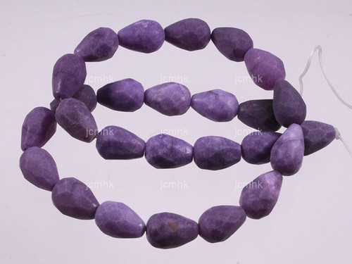 10x14mm Matte Plum Jade Faceted Pear Beads 15.5" natural [wa262m]