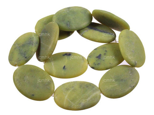 25x35mm Matte Nephrite Jade Oval Beads 15.5" natural [wa286m]