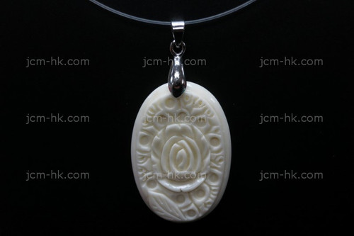 35mm Buffalo Bone Rose Flower Cameo Designer Bead Pendant [z1334]