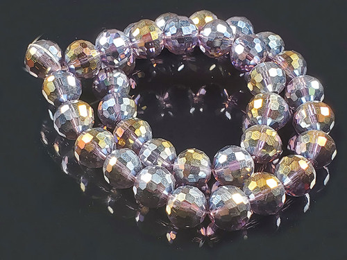 12mm Champagne Glass Ab Disco Faceted Round Beads 15" [uc10c2]