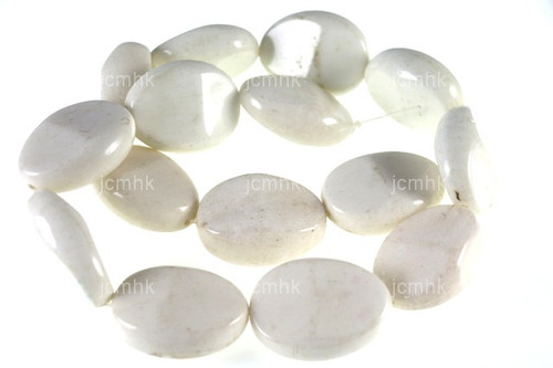 18x30mm White Jade Cut Oval Beads 15.5" natural [w527]