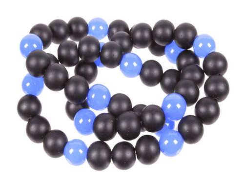 12mm Matte Black Agate & Chalcedony Round Beads 15.5" [12x34]
