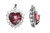 22x26mm Siam Ruby Red Heart Rhinestone With Flower Pendant [y211h]