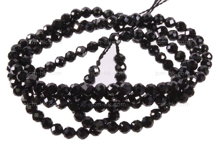 2mm Black Agate Faceted Round Beads 15.5" natural [h5c67-2]