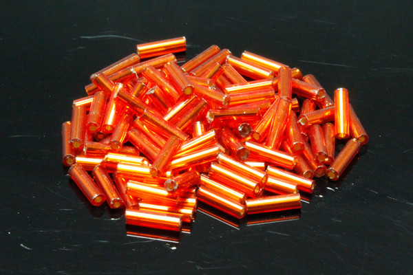 Bugle Bead 2x6mm 320pcs, Silver-Lined Red [g25-8]