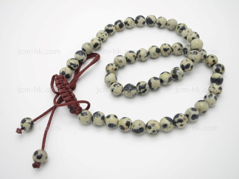 6mm Dalmatine Jasper Power Beads Necklace 14"~18" [e3189]