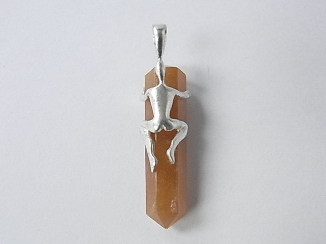 925 Sterling Silver 45mm Red Aventurine Healing Crystal Point Pendant [e315]
