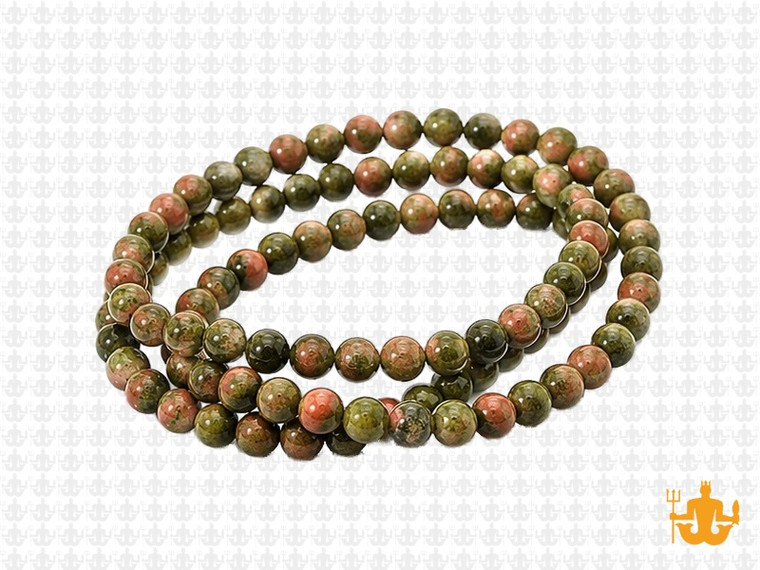 4mm Unakite Round Beads 15.5" natural [4b21]