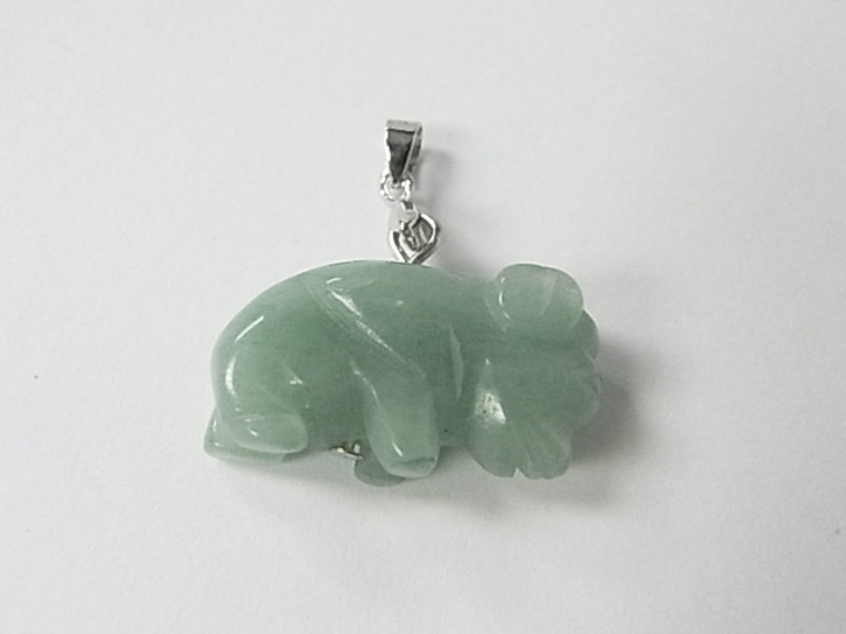 25mm Green Aventurine Buffalo Pendant [e267]