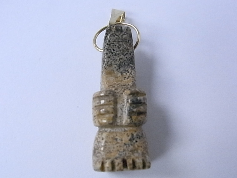 35mm Picture Jasper Bear Pendant [e1426]