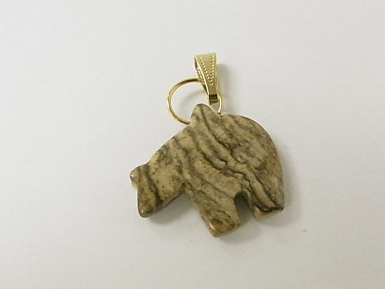 28mm Picture Jasper Bear Pendant [e1414]