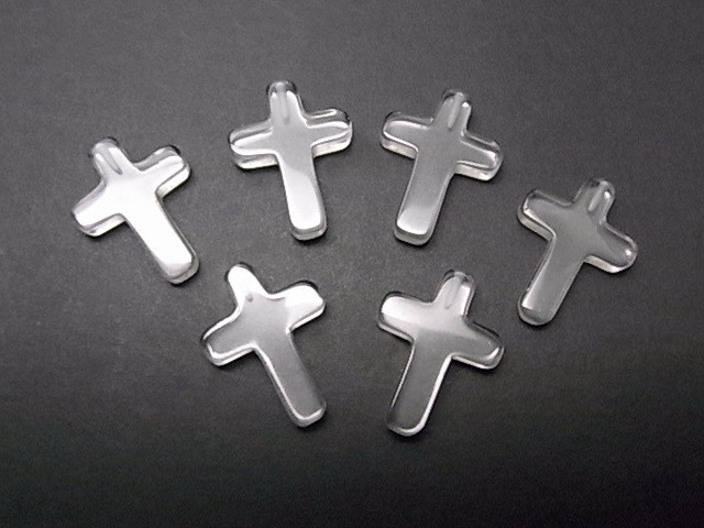 20mm Crystal Cross Pendant Top Drill 6pcs. [e1181]