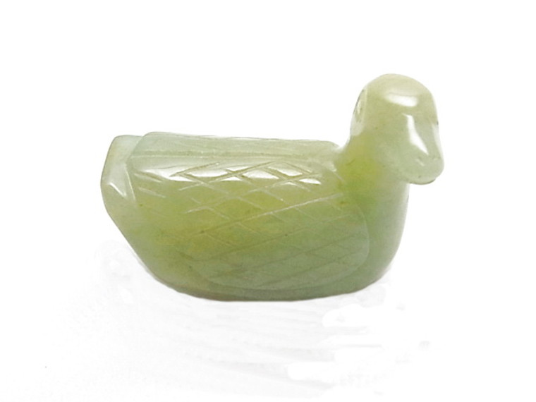 18x36mm (20mm Thick) China Jade Fine Carved Duck [e1393]