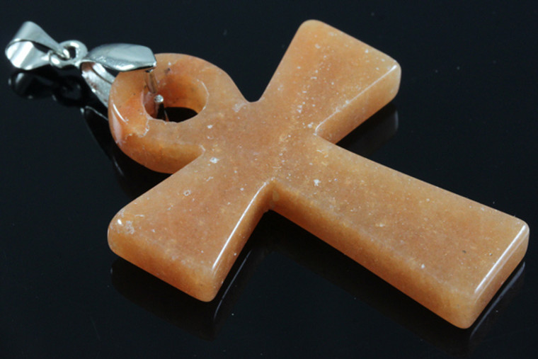 35x45mm Red Aventurine Desiger Cross Pendant [e2345]