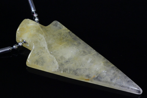 18x45mm Golden Jade Arrow Pendant With Silver Plated Chain 17" [e2348]