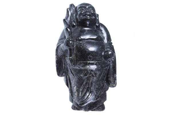 4" Black Gold Pyrite Happy Buddla Carving Collectible (Measure 100x55x48mm) [yc31]