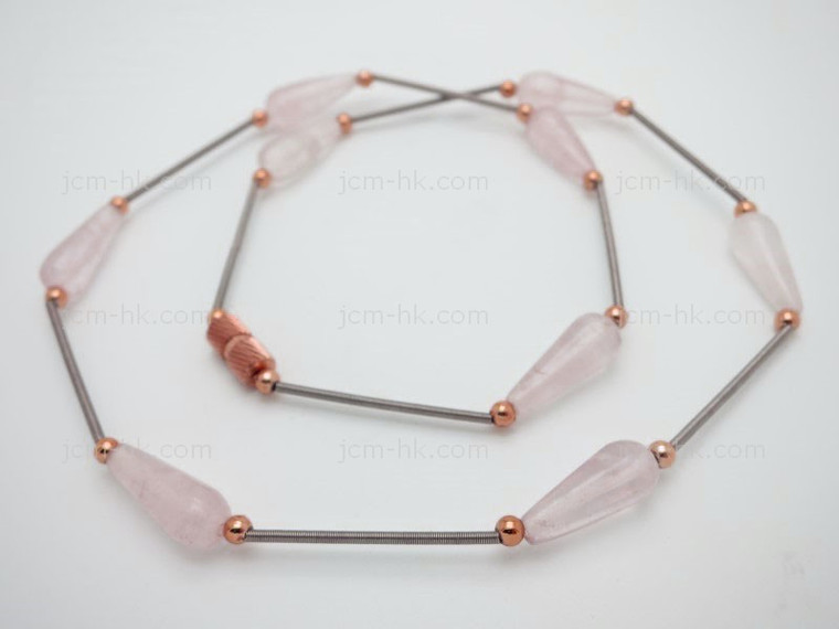 6x16mm Rose Quartz Necklace 17" [e3004]
