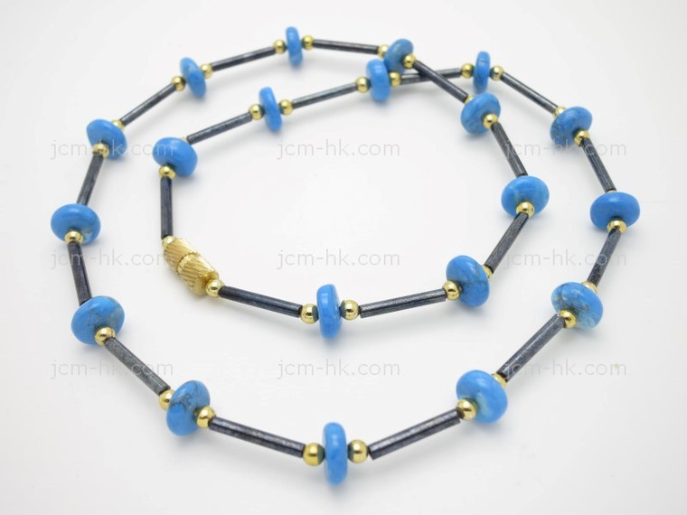 8x4mm Turquoise Howlite Necklace 17" [e3010]