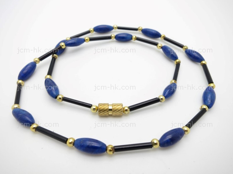 5x12mm Lapis Howlite Necklace 17" [e3027]
