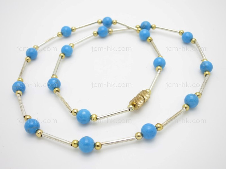 6mm Turquoise Howlite Necklace 18" [e3037]