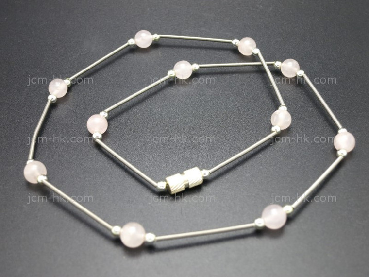 6mm Rose Quartz Necklace 18" [e3040]