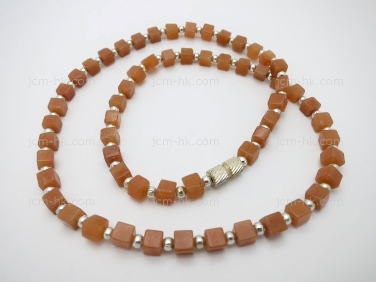 4x4mm Red Aventurine Necklace 17" [e3081]